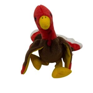 Ty Beanie Babies Gobbles the Turkey Plush Brown Red 1996 Retro Toy With Tags